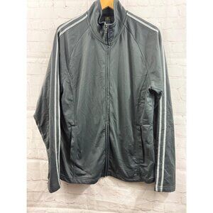 Xersion Performance Jacket Mens Size Large Gray Race Stripe Full Zip Active Wear